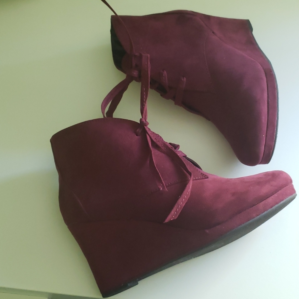 Burgundy Report Wedge Ankle Bootie